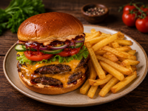 2.SMASH BURGER SZEFA, frytki.