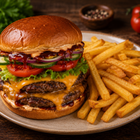 2.SMASH BURGER SZEFA, frytki.